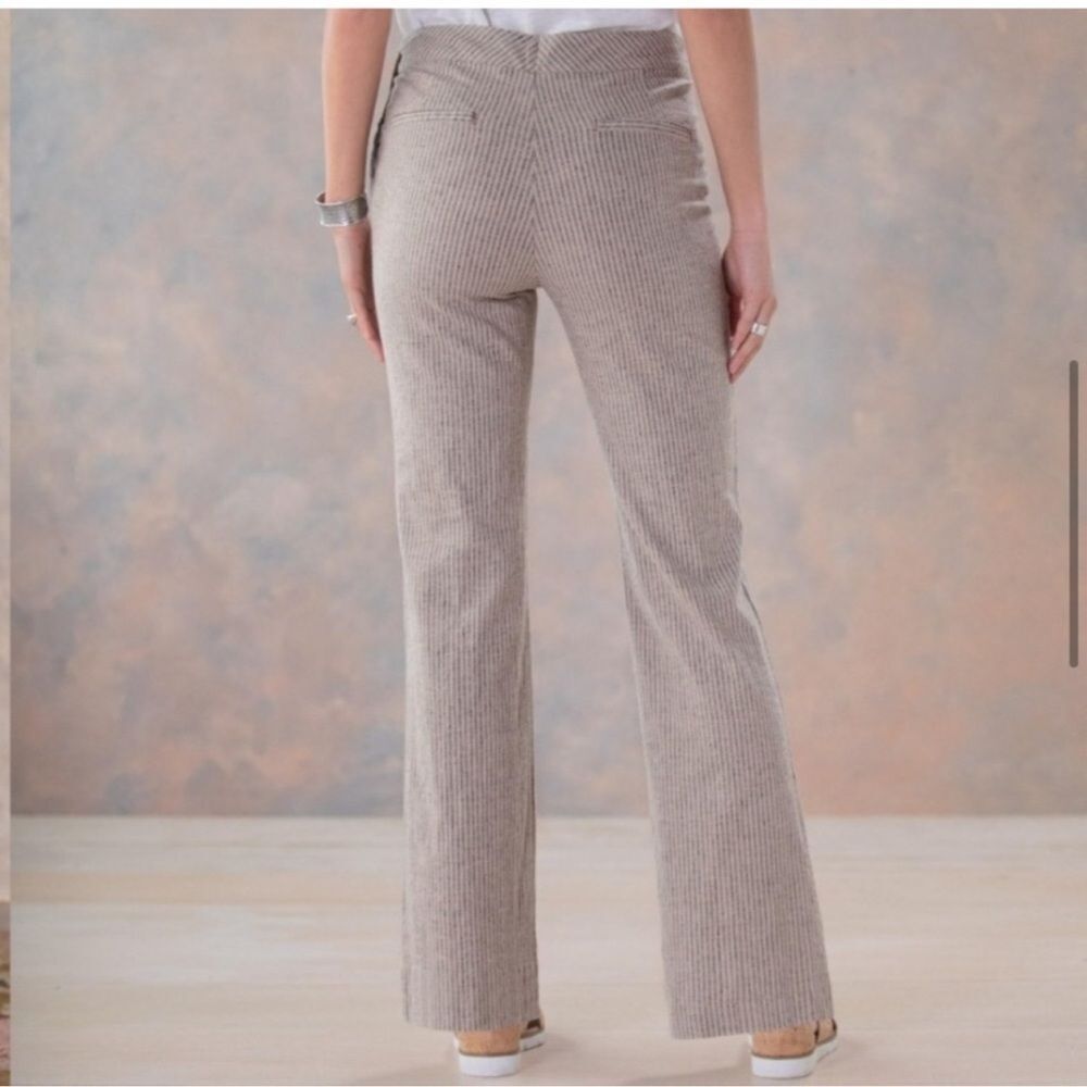 Sundance Sierra Pant Linen Blend Stripe Button Side Size 2P - Picture 3 of 9